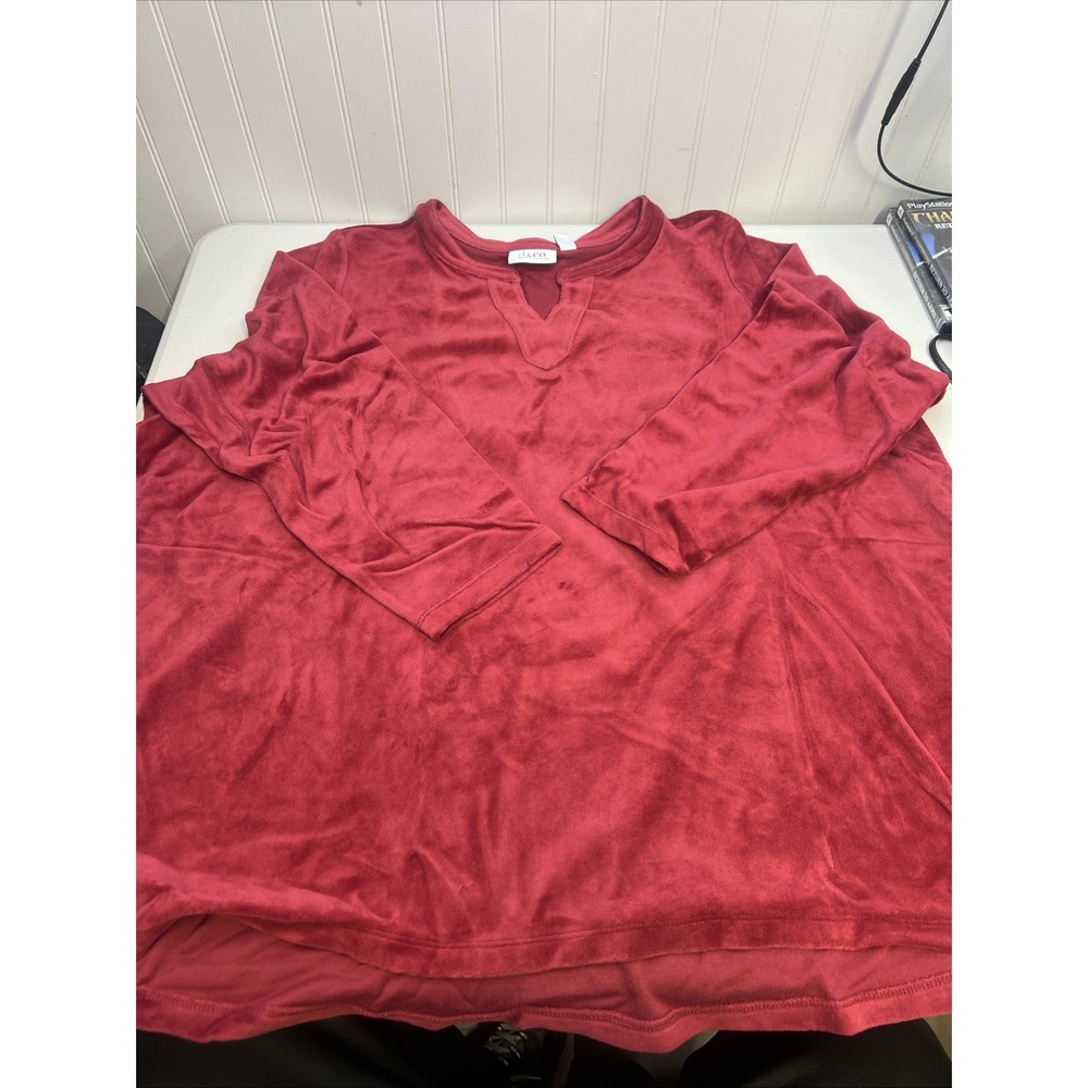 Denim & Co. Shirt 3XP Red Velvet‎ Long Sleeve Shirt